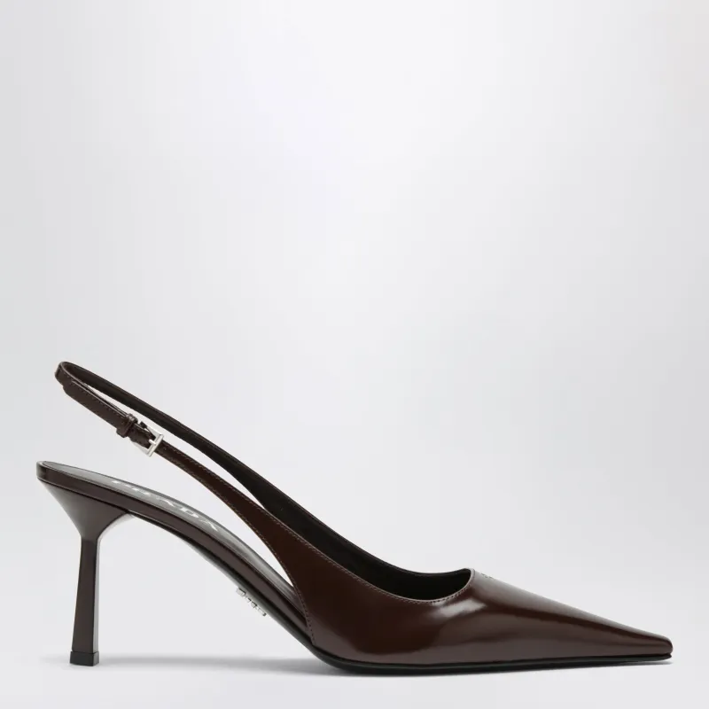 Burnt Leather Slingback Pumps made by Prada
