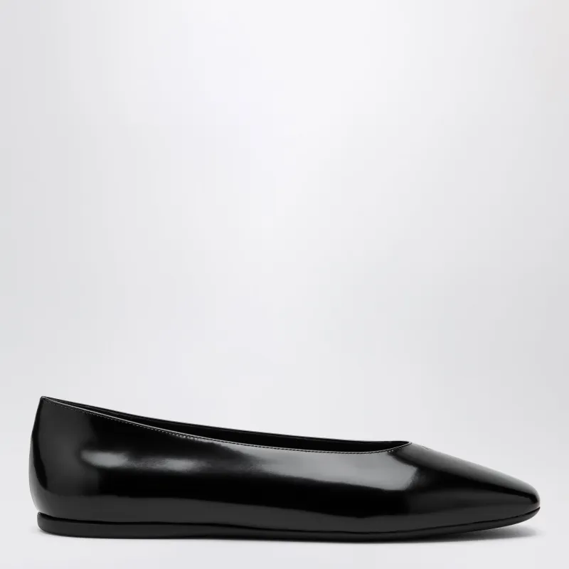 Black Brushed Leather Ballet Flats made by Prada