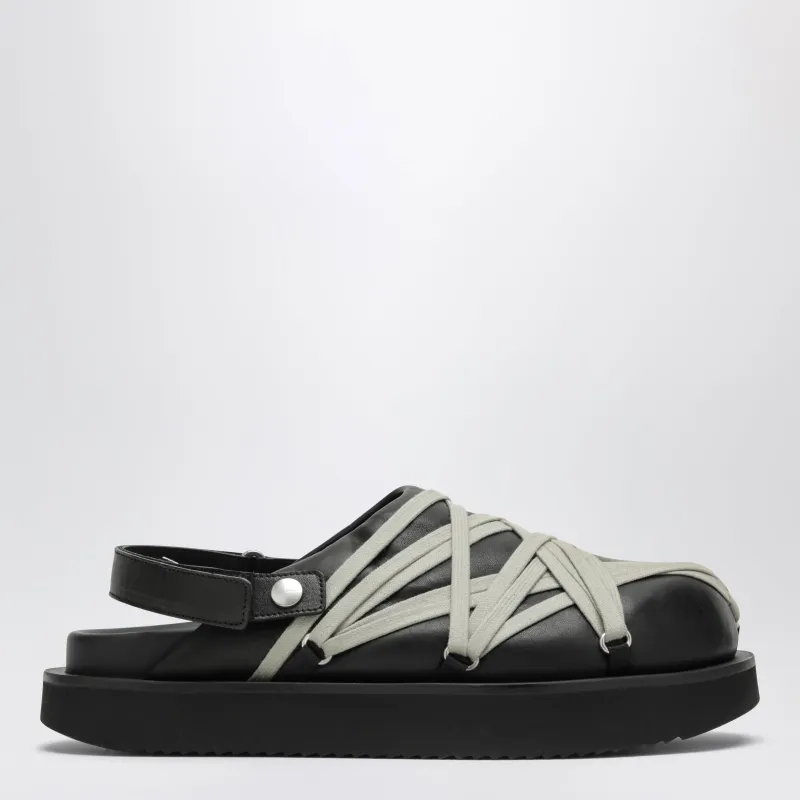 Megalace Mules With Black Leather Criss-Cross Laces made by Rick Owens