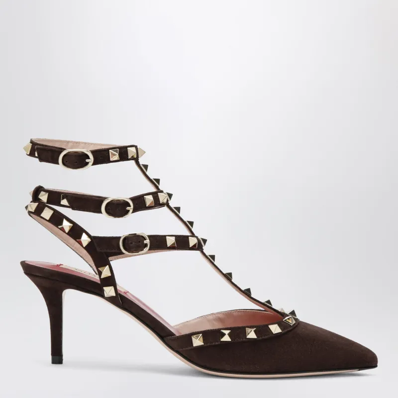 Brown Suede Rockstud Pumps made by Valentino Garavani