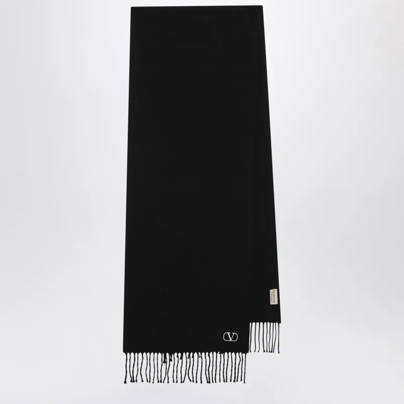 Black Scarf With V Logo Embroidery made by Valentino Garavani