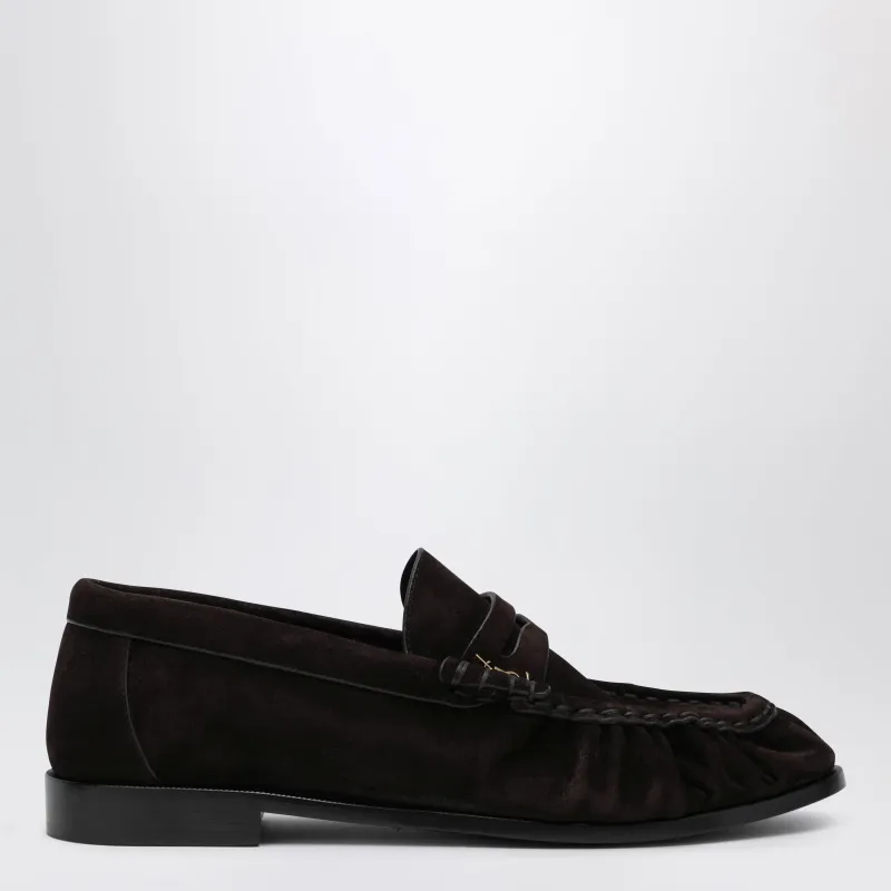 Brown Le Loafer Moccasins In Suede made by Yves Saint Laurent
