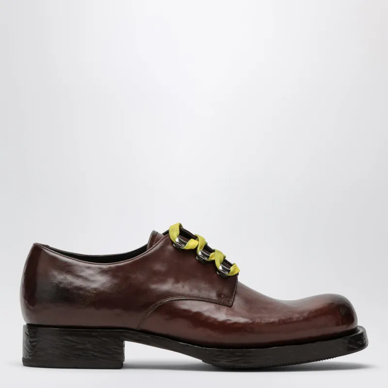 Brown Lace-Up Shoes In Aged Leather made by Prada
