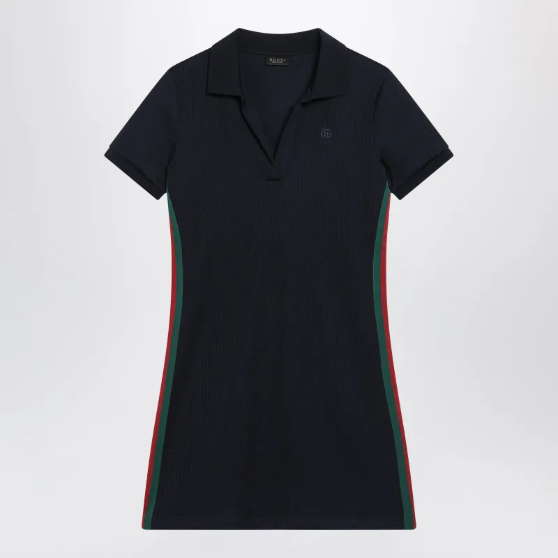 Blue Cotton Jersey Dress With Web Detail made by Gucci