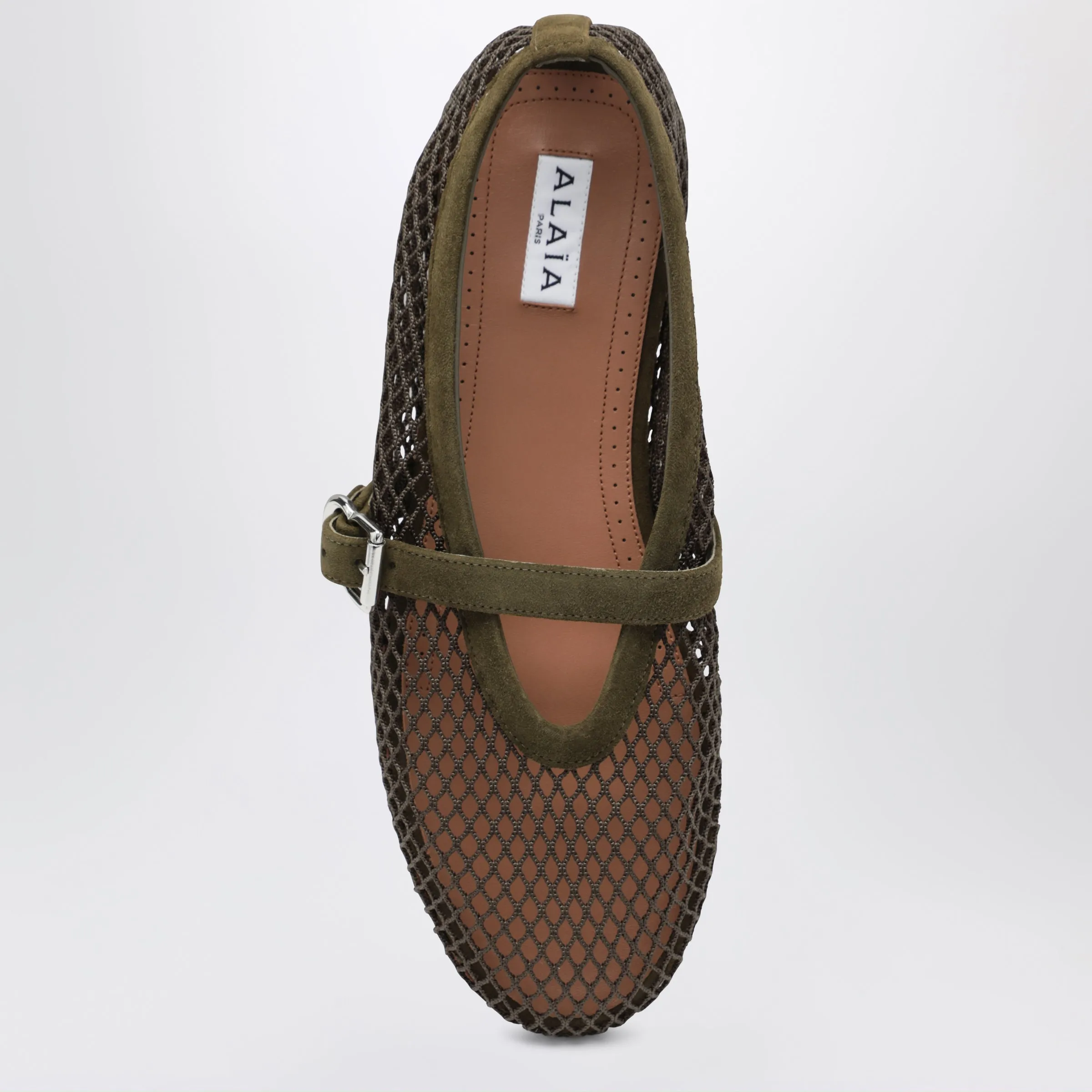 Flat Ballerinas In Mesh And Suede Leather, Camouflage Green sold by Wanan Luxury product image thumbnail 3