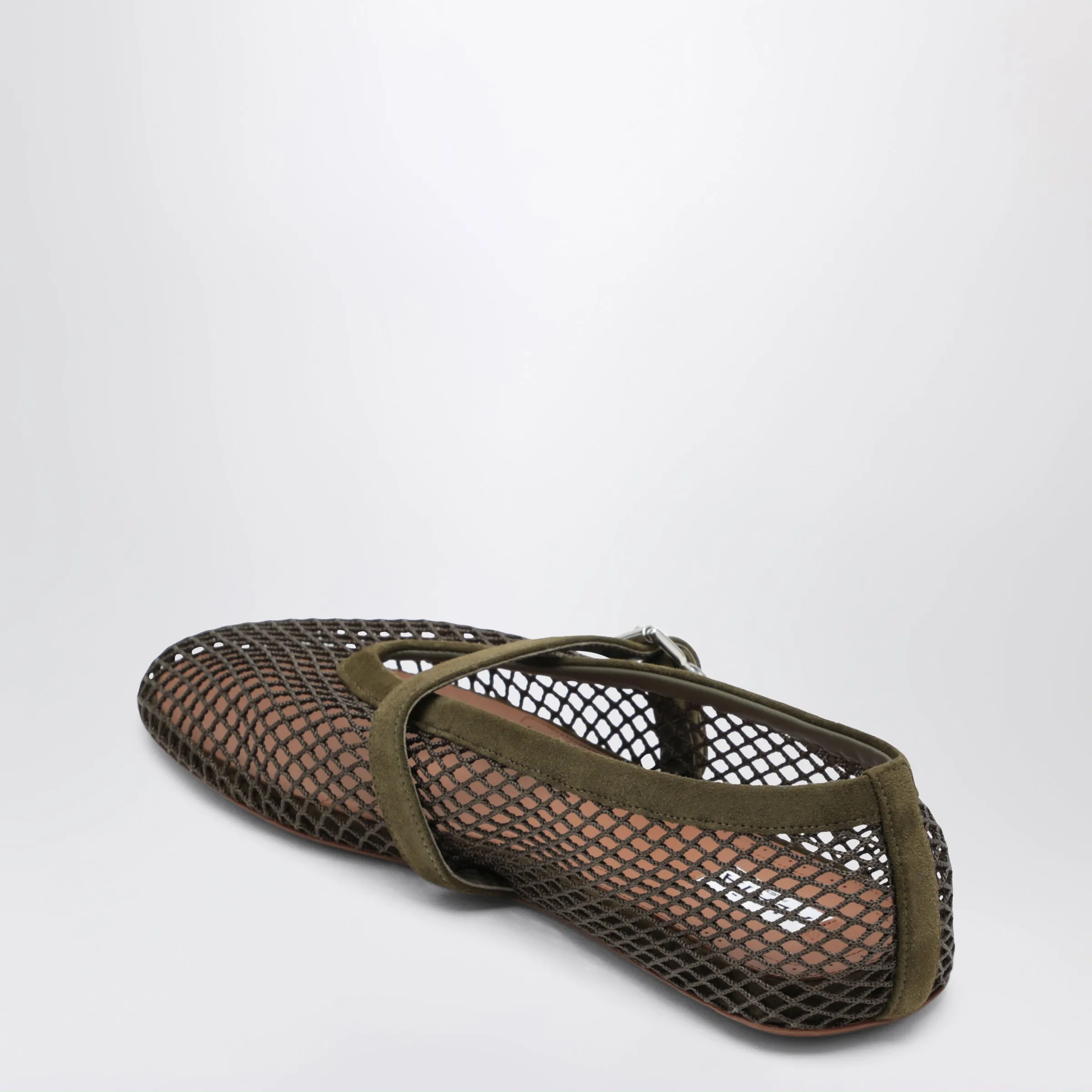 Flat Ballerinas In Mesh And Suede Leather, Camouflage Green sold by Wanan Luxury product image thumbnail 2
