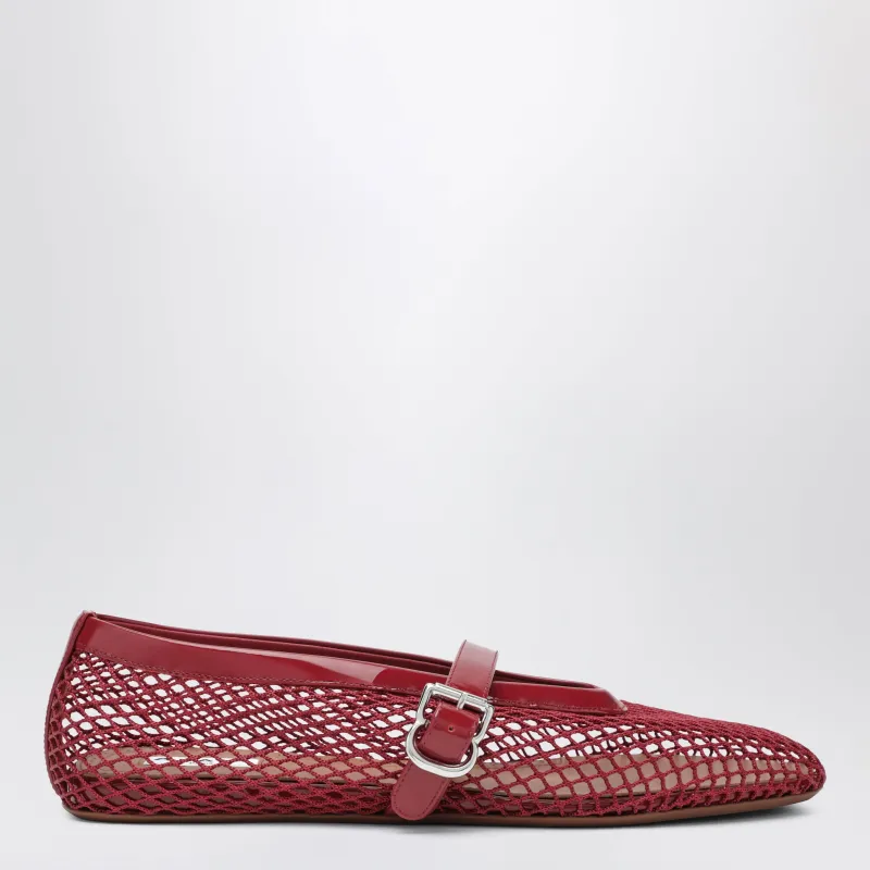 Red Mesh And Patent Leather Flat Ballet Flats made by Alaia
