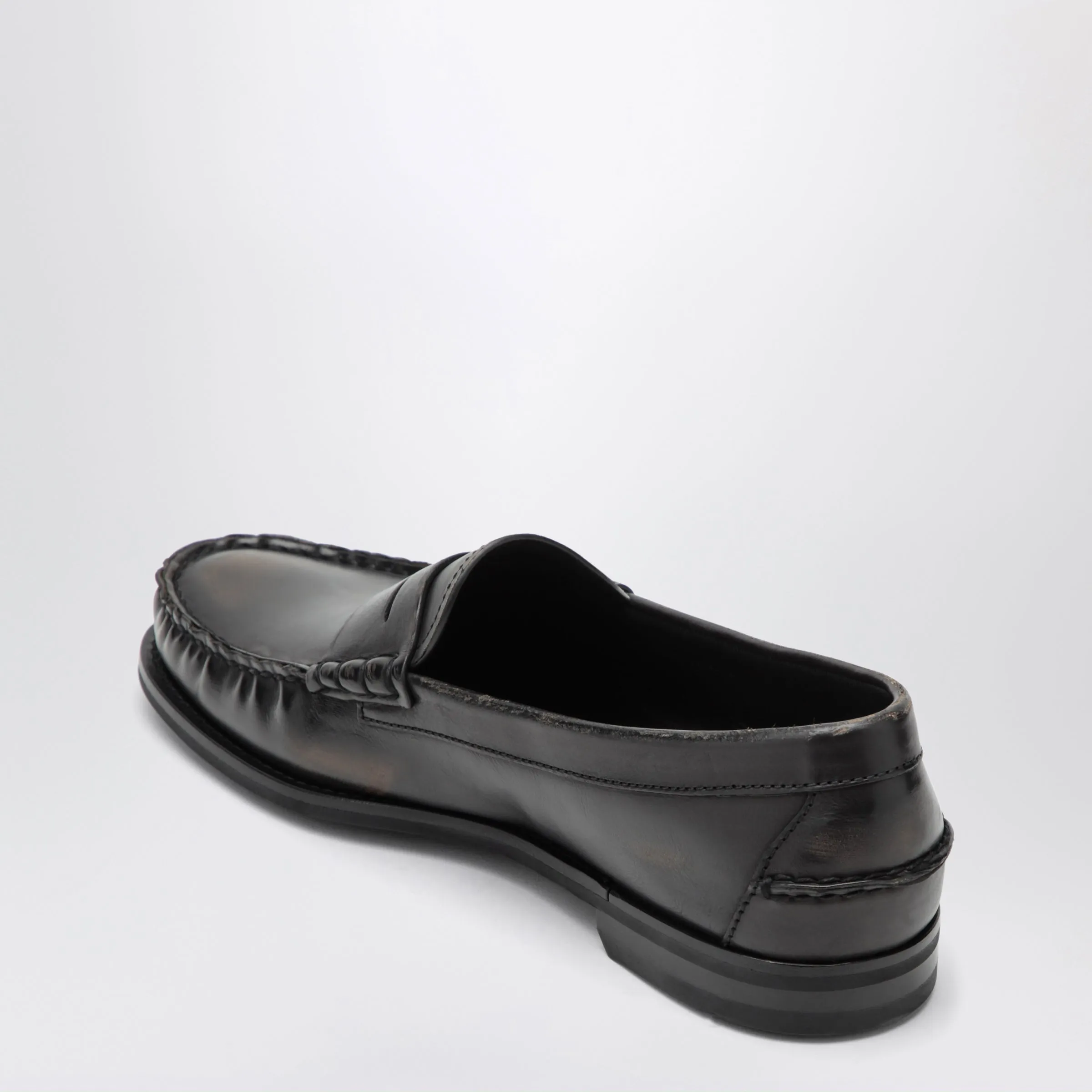 Black/Cognac Aged Leather Loafers sold by Wanan Luxury product image thumbnail 2