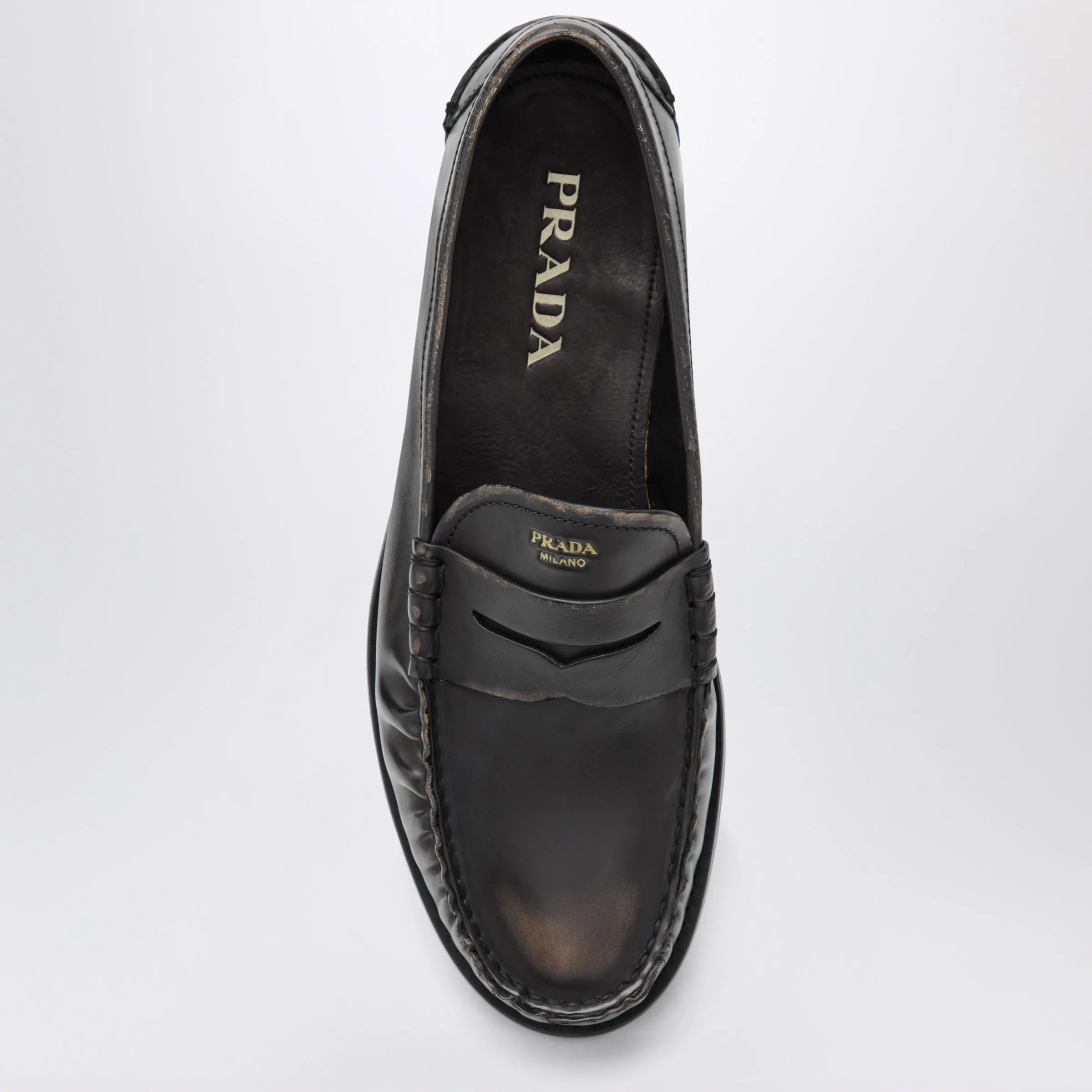 Black/Cognac Aged Leather Loafers sold by Wanan Luxury product image thumbnail 3