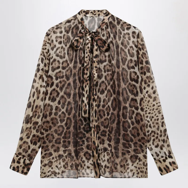 Leopard-Print Silk Georgette Shirt made by Dolce & Gabanna