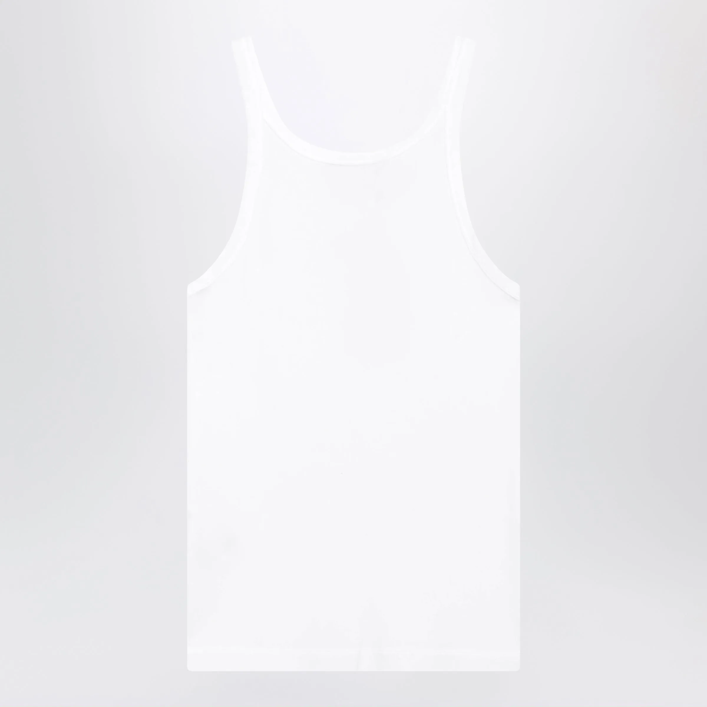 White Ribbed Cotton Tank Top With Logo Patch sold by Wanan Luxury product image thumbnail 2