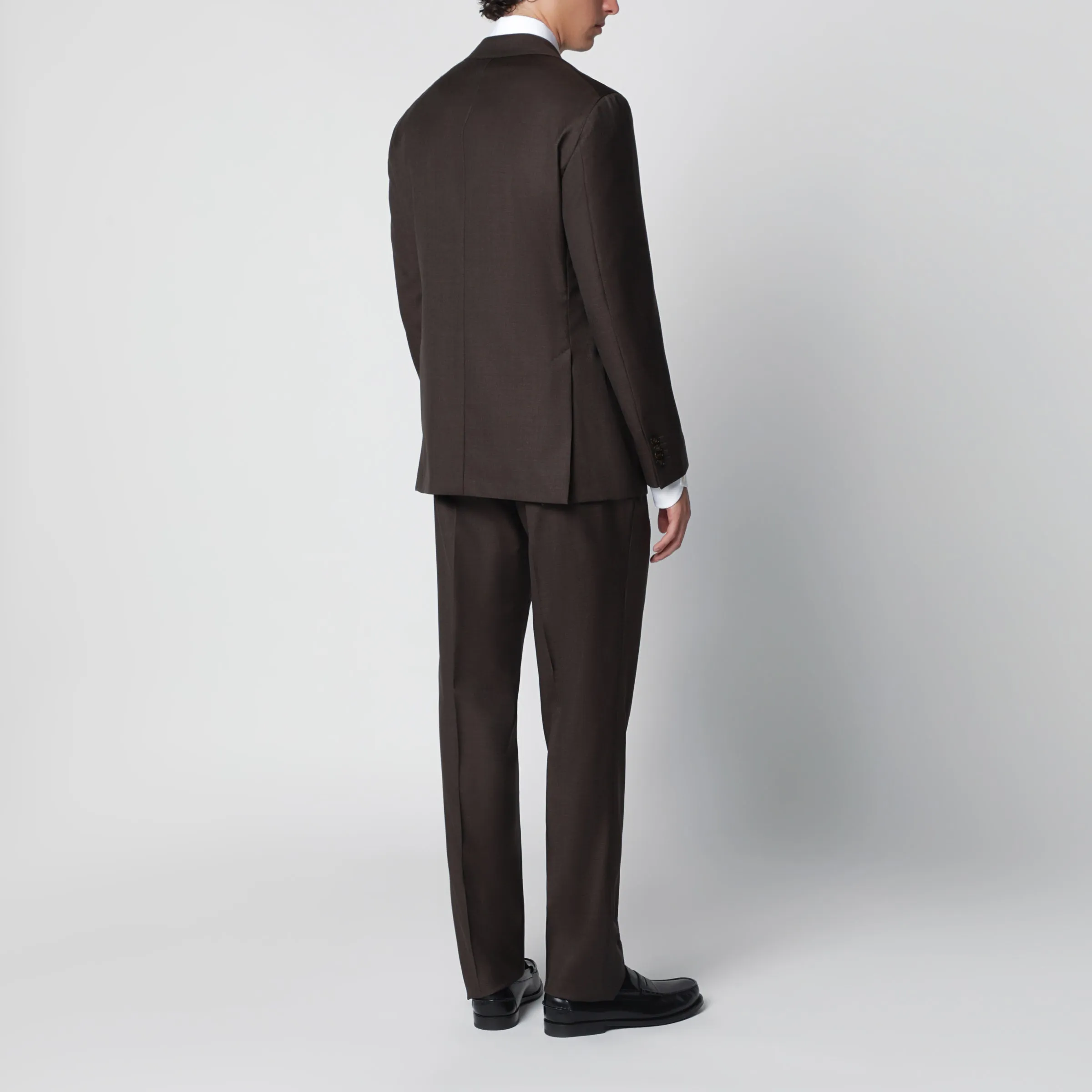 Brown Single-Breasted Wool Suit sold by Wanan Luxury product image thumbnail 3