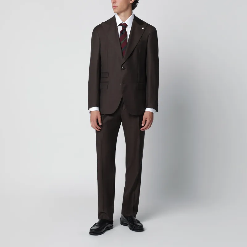 Brown Single-Breasted Wool Suit made by Wanan Luxury