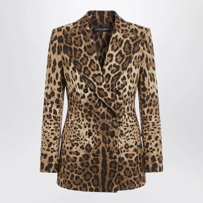 Leopard-Print Double-Breasted Wool Jacket made by Dolce & Gabanna
