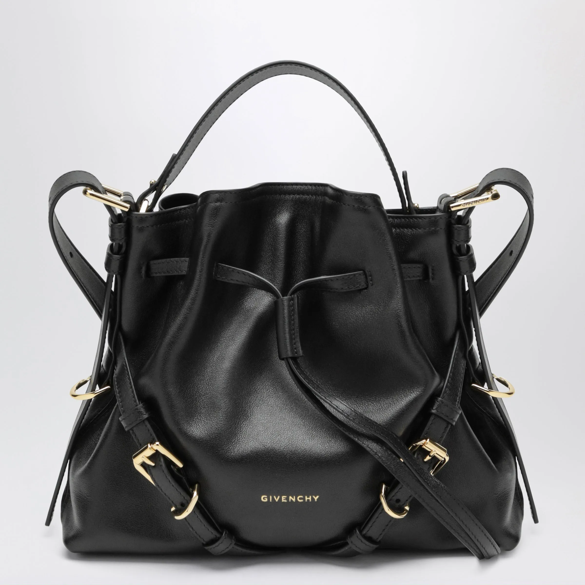 Small Voyou Bucket Bag In Black Calfskin sold by Wanan Luxury