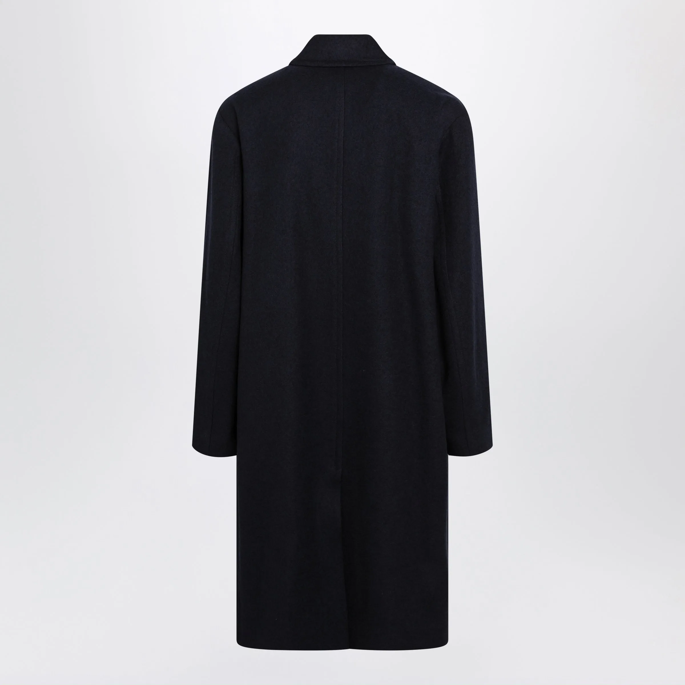 Navy Blue Single-Breasted Wool Coat sold by Wanan Luxury product image thumbnail 2