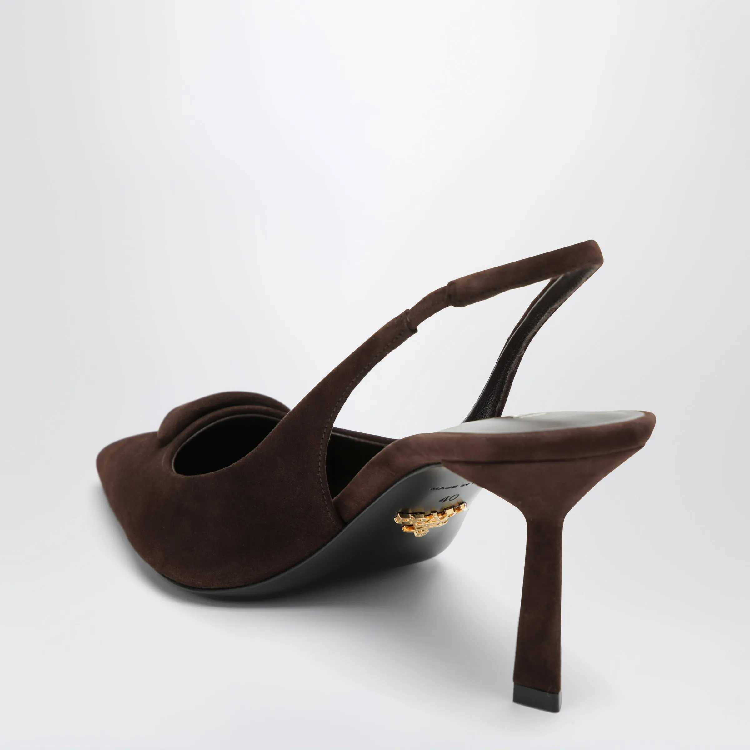 Dark Brown Suede Slingback Pumps sold by Wanan Luxury product image thumbnail 2