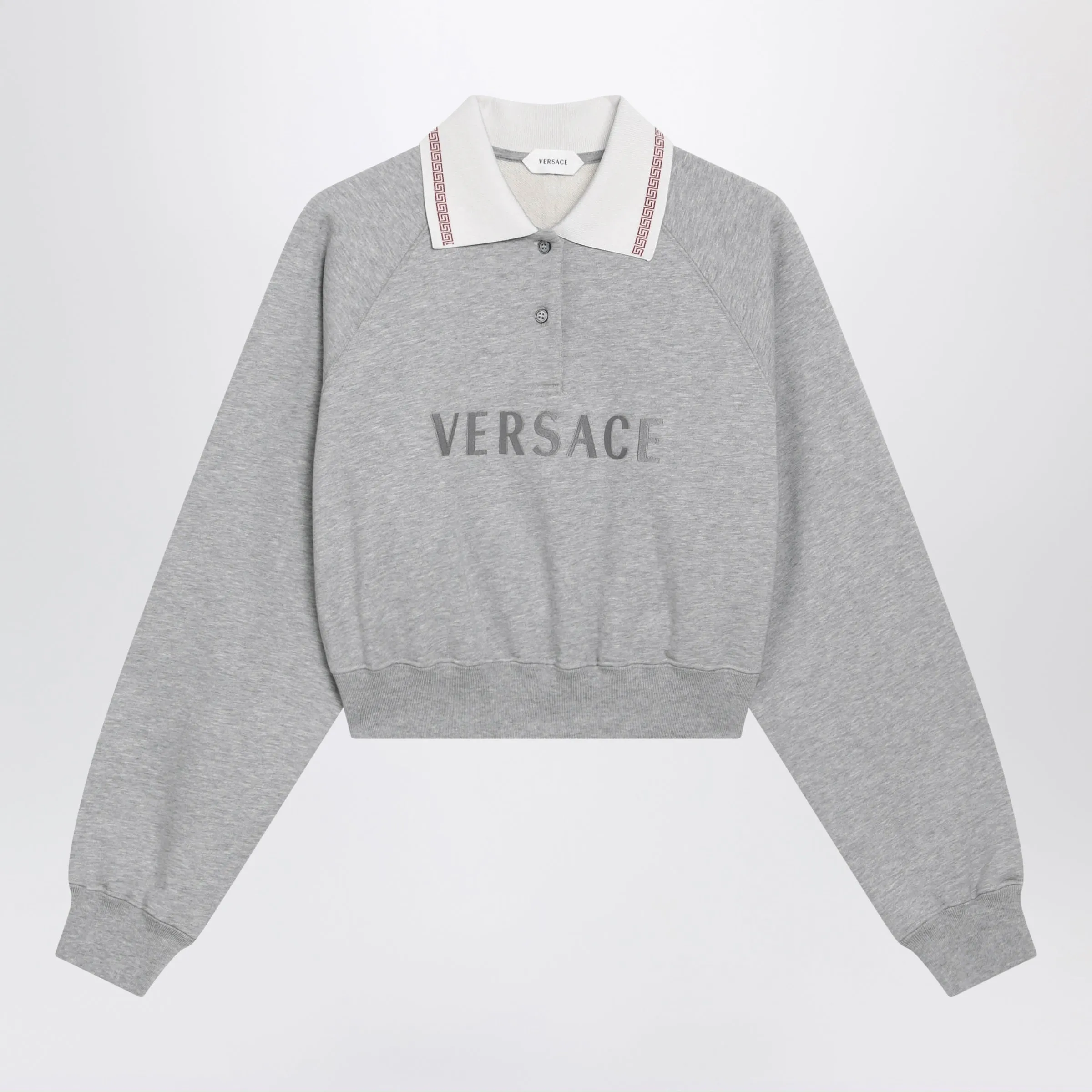 Grey Cropped Cotton Polo Sweatshirt sold by Wanan Luxury