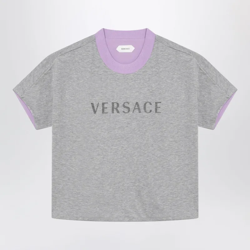 Reversible Grey/Lilac Cotton Jersey T-Shirt made by Versace
