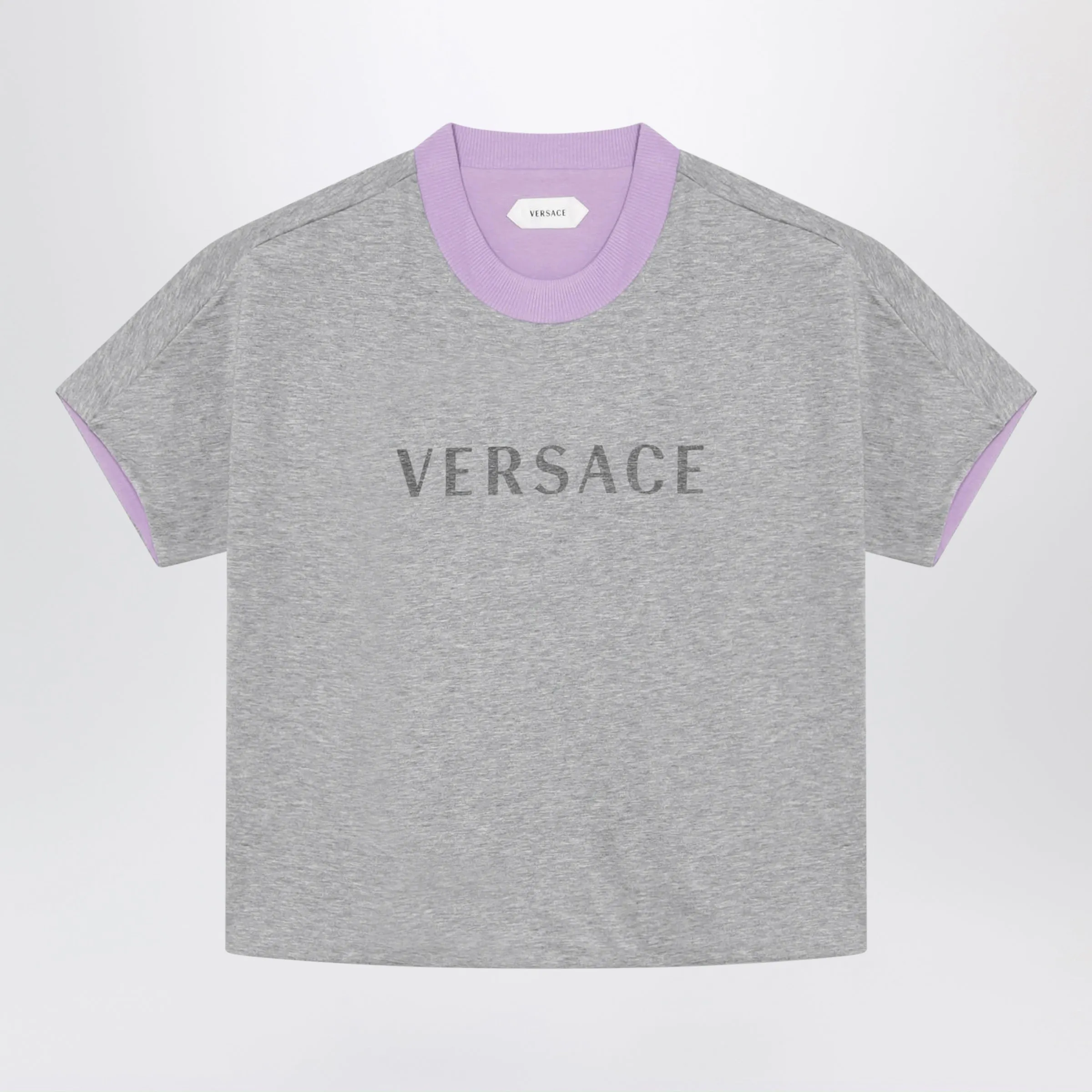 Reversible Grey/Lilac Cotton Jersey T-Shirt sold by Wanan Luxury