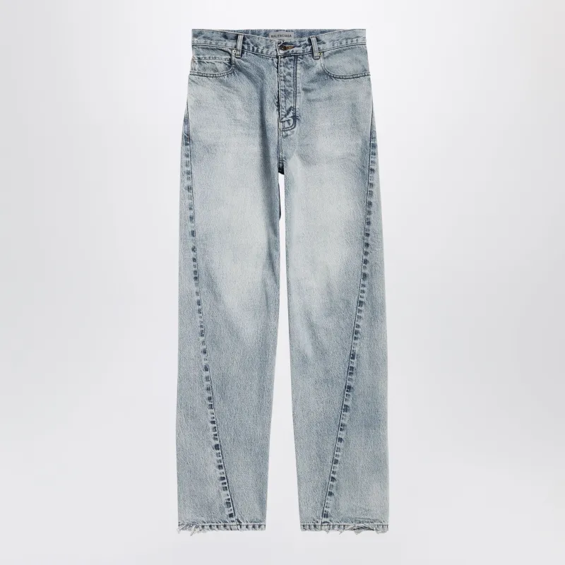 Twisted-Seam Jeans In Faded Light Blue Denim made by Balenciaga