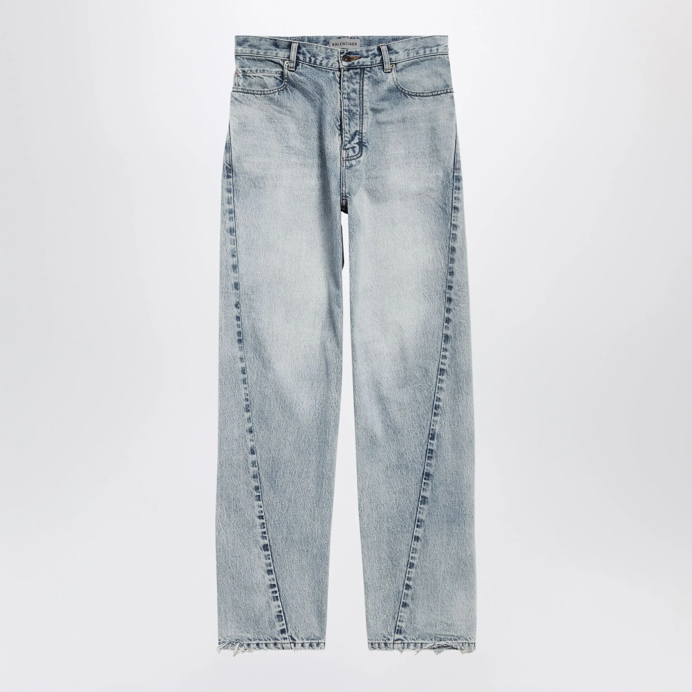 Twisted-Seam Jeans In Faded Light Blue Denim sold by Wanan Luxury
