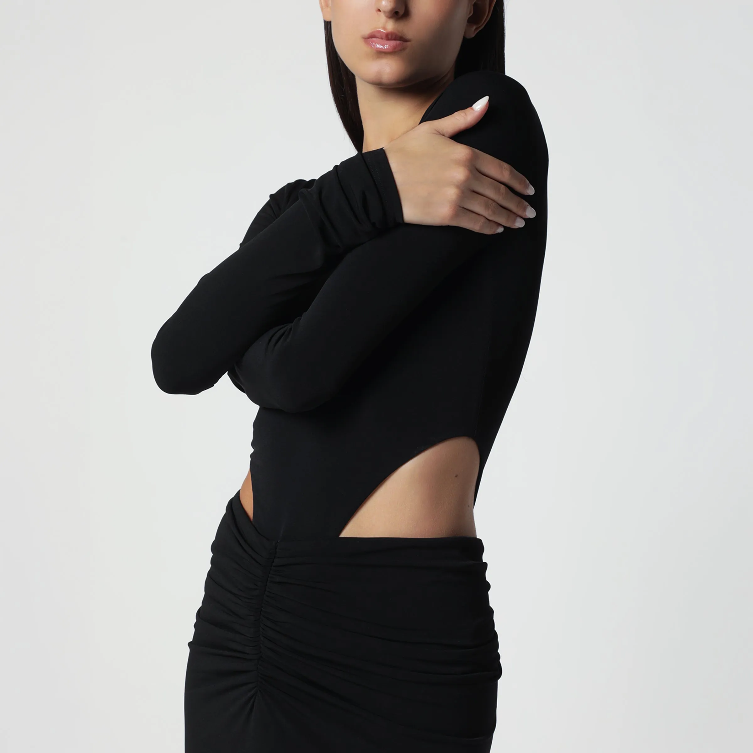 Black Midi Dress With Waist Cut-Out Detail sold by Wanan Luxury product image thumbnail 2