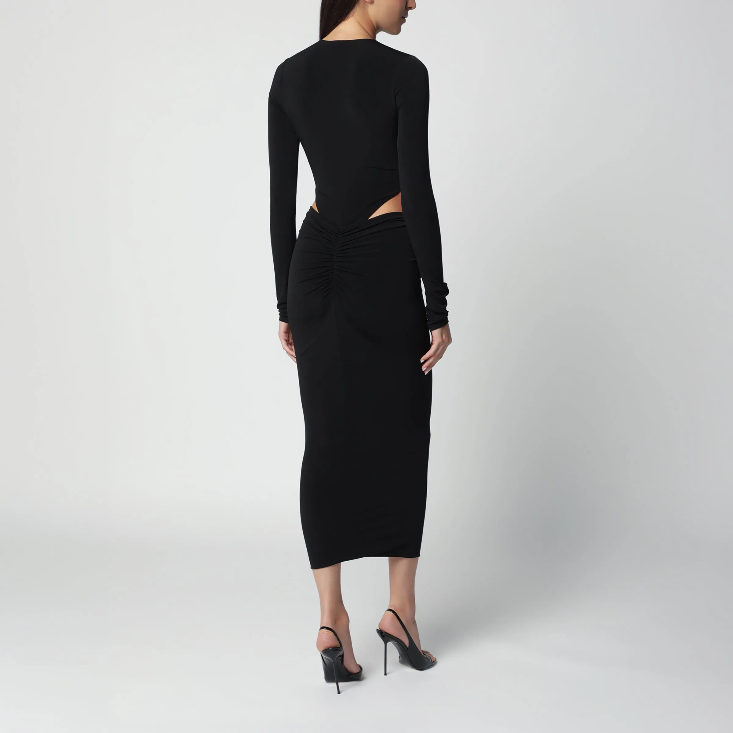 Black Midi Dress With Waist Cut-Out Detail sold by Wanan Luxury product image thumbnail 3