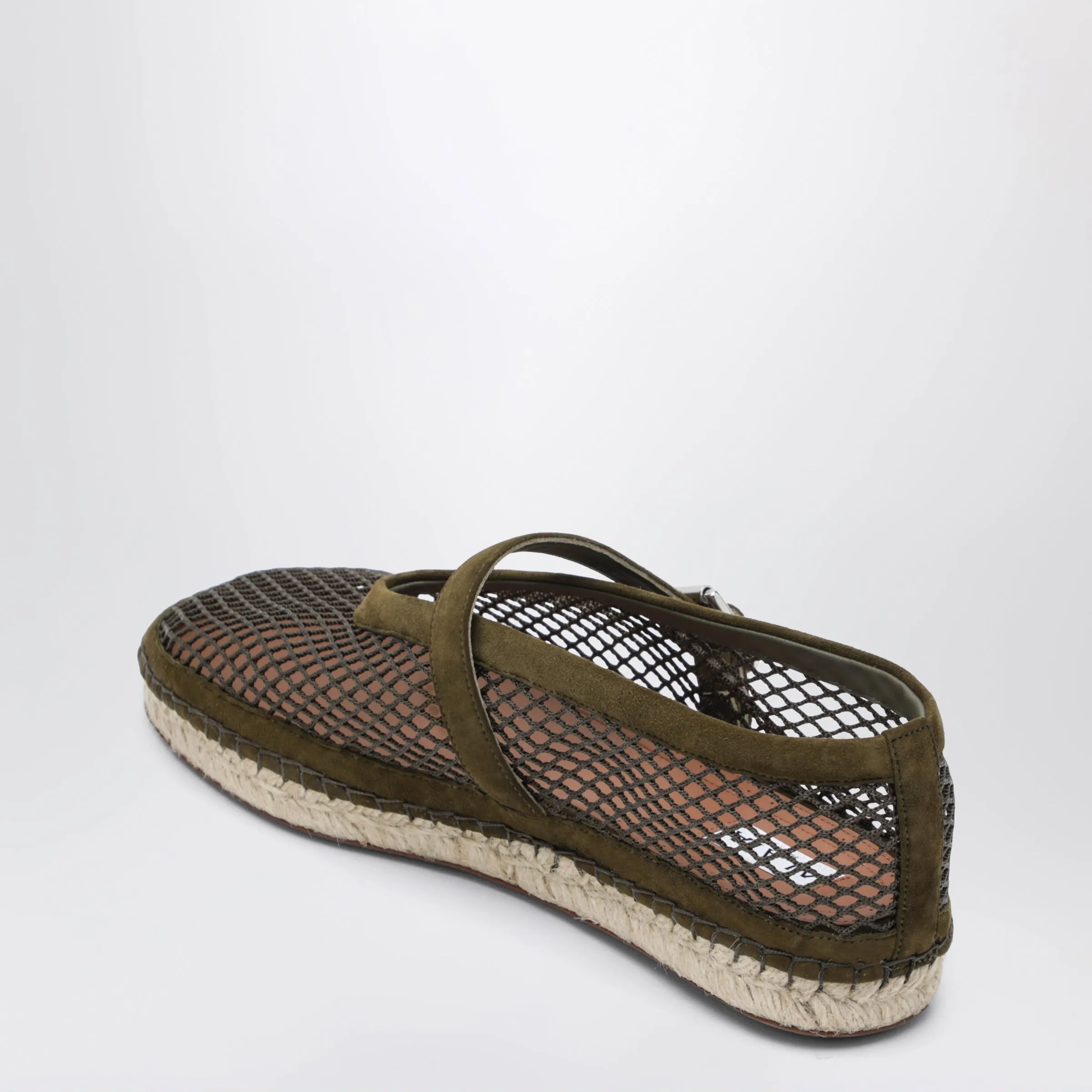 Flat Espadrilles In Mesh And Suede, Camouflage Green sold by Wanan Luxury product image thumbnail 2