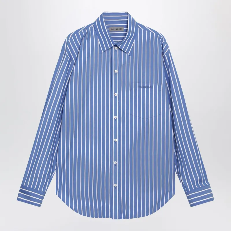 Light Blue Striped Cotton Shirt made by Balenciaga