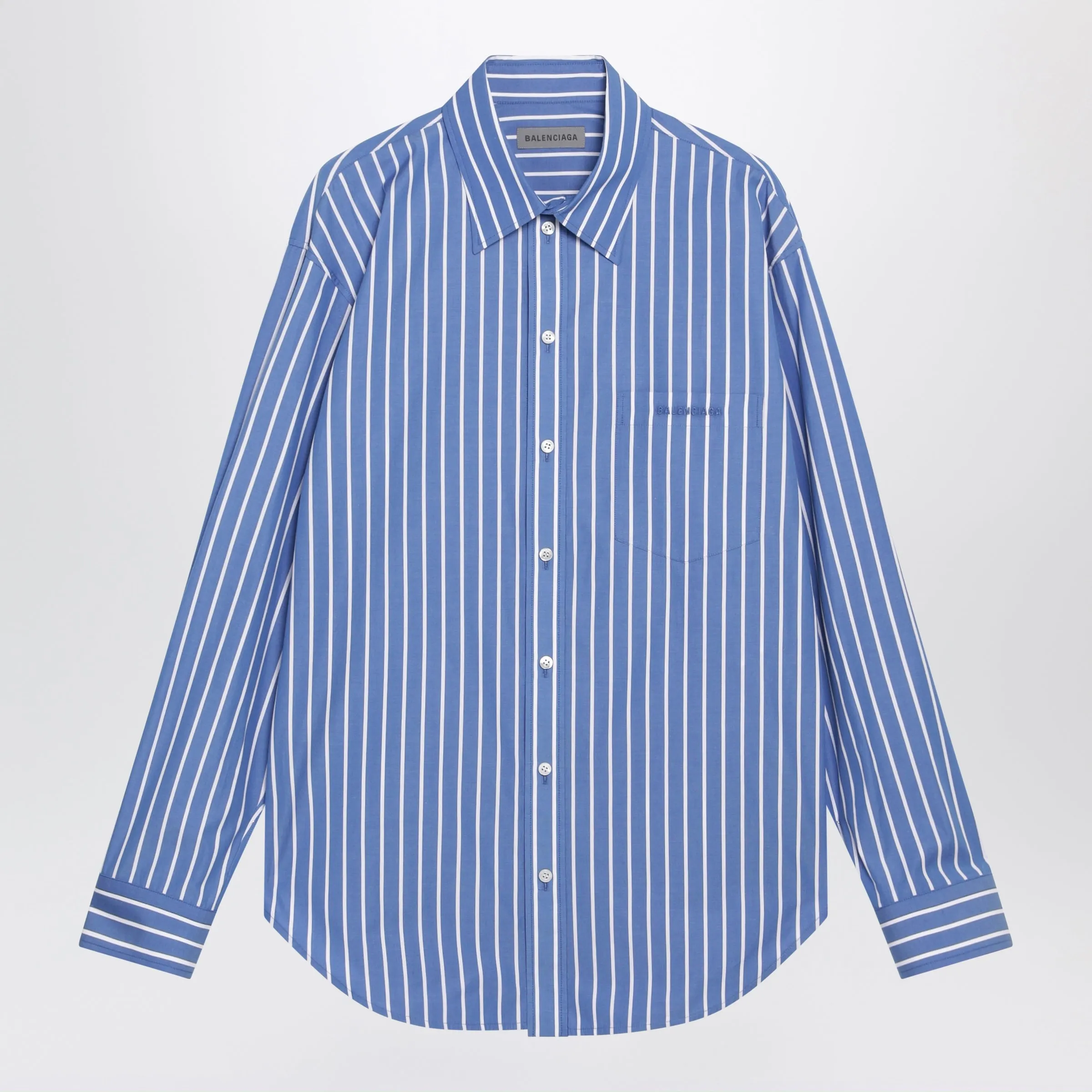 Light Blue Striped Cotton Shirt sold by Wanan Luxury
