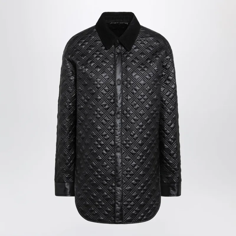 Black Padded Overshirt With Corduroy Collar made by Moncler
