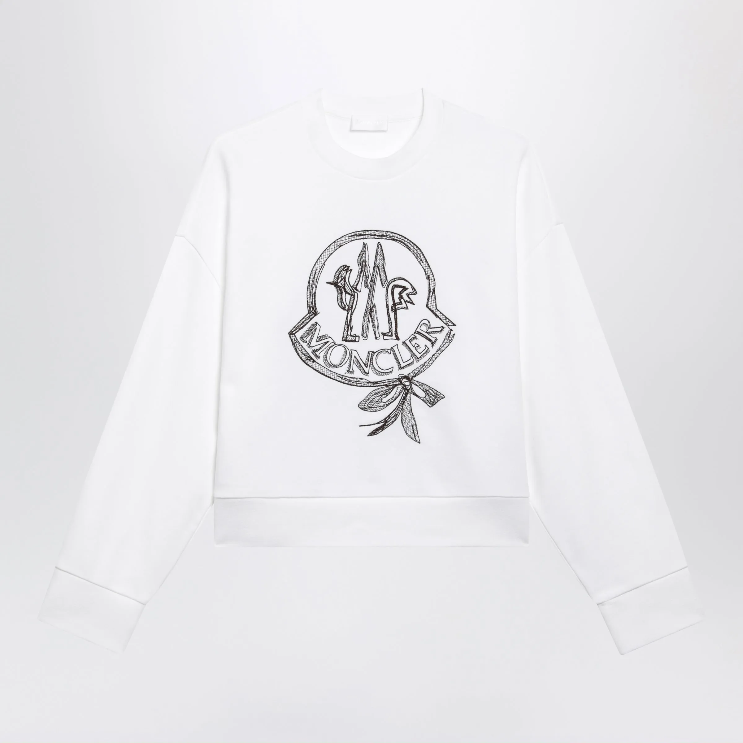 White Cotton Sweatshirt With Embroidered Logo sold by Wanan Luxury