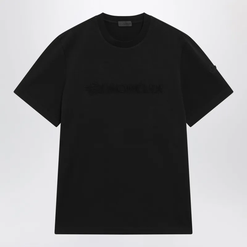 Black Cotton Jersey Logo T-Shirt made by Moncler