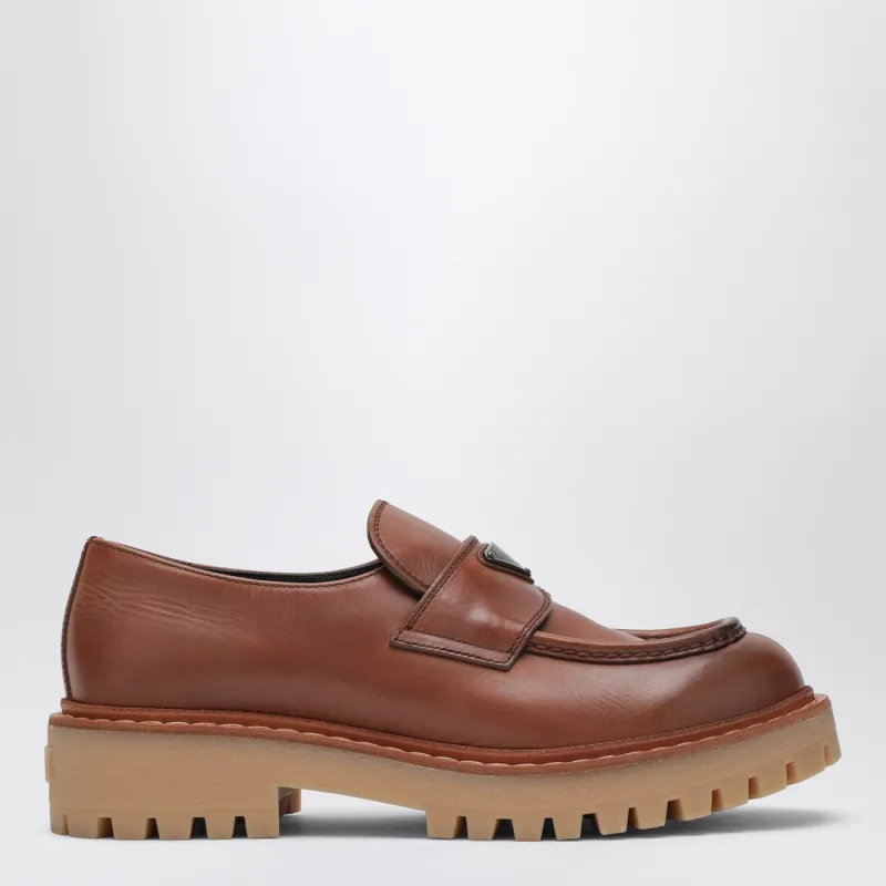 Ebony Leather Loafers made by Prada