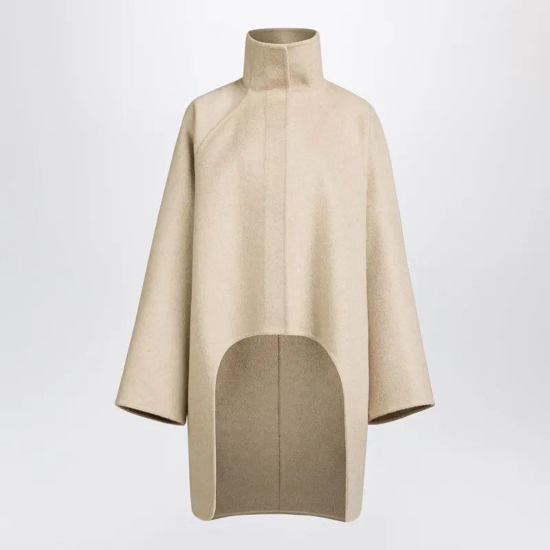 Asymmetric Double-Face Cashmere Coat In Beige made by Alaia
