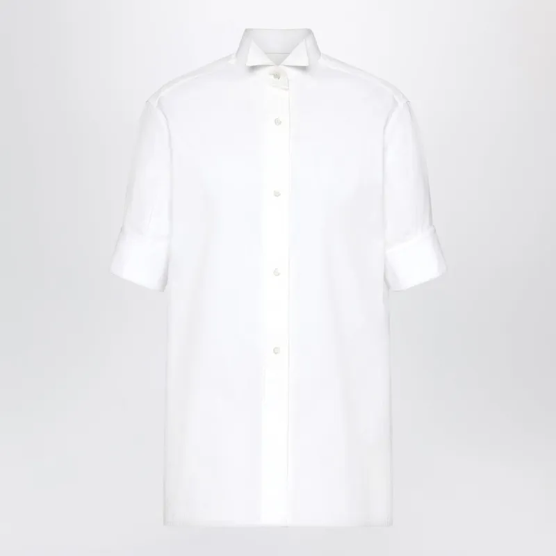 Short-Sleeved Shirt In White Cotton Poplin made by Maison Margiela