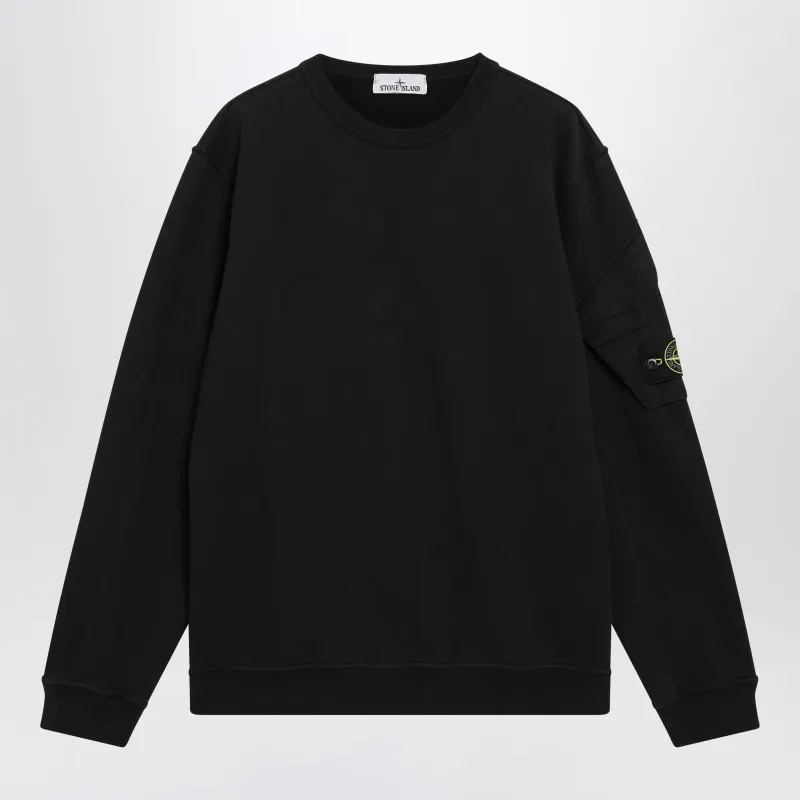 Black Cotton Crewneck Sweatshirt made by Stone Island