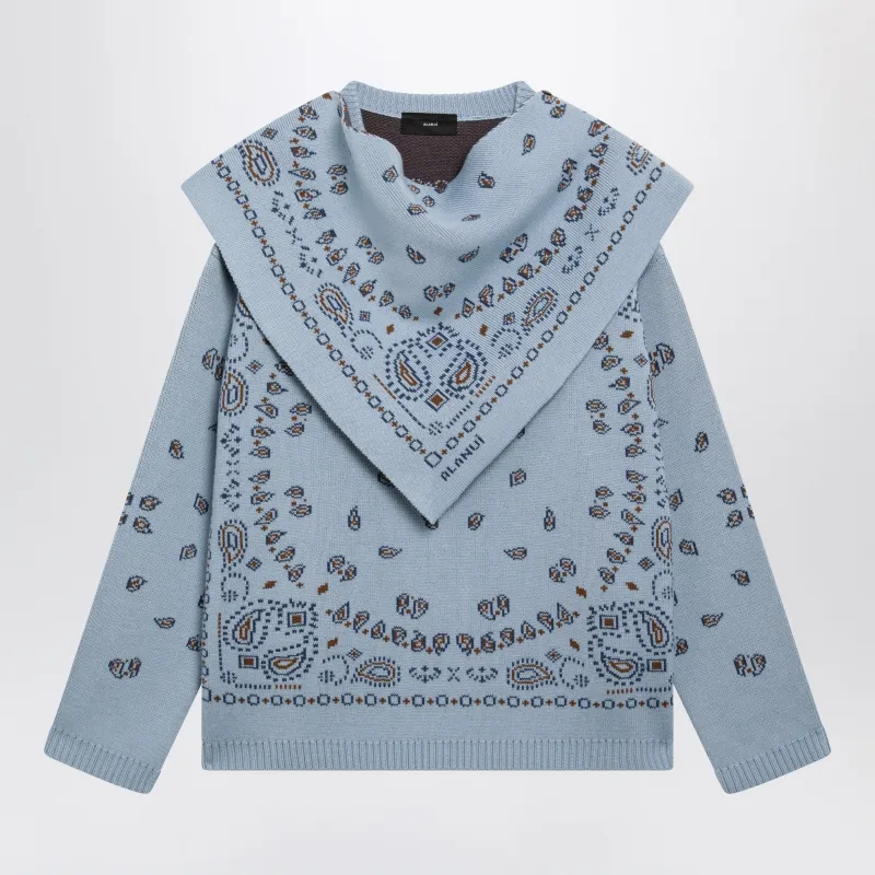 Light Blue Bandana Jacquard Sweater made by ALANUI
