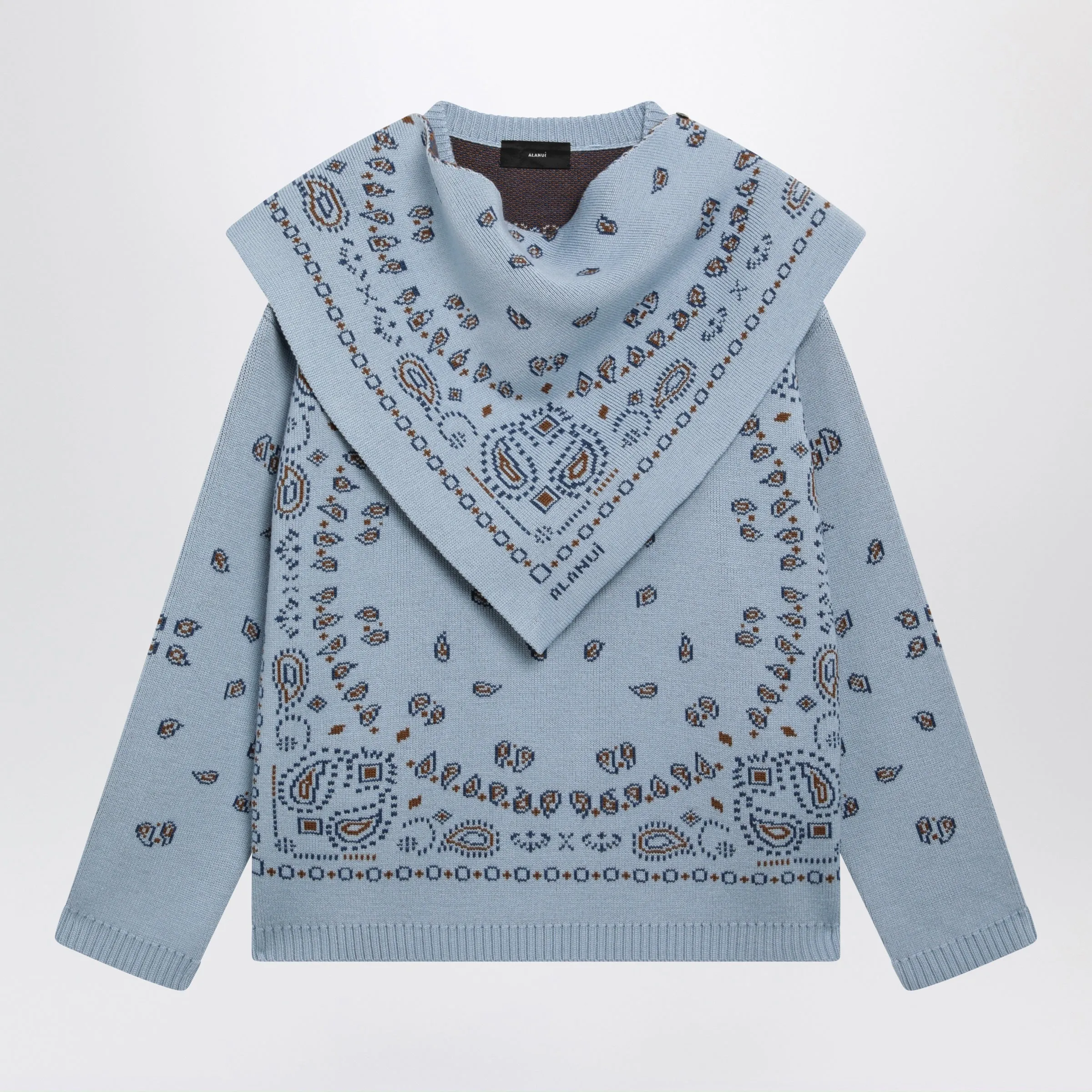 Light Blue Bandana Jacquard Sweater sold by Wanan Luxury
