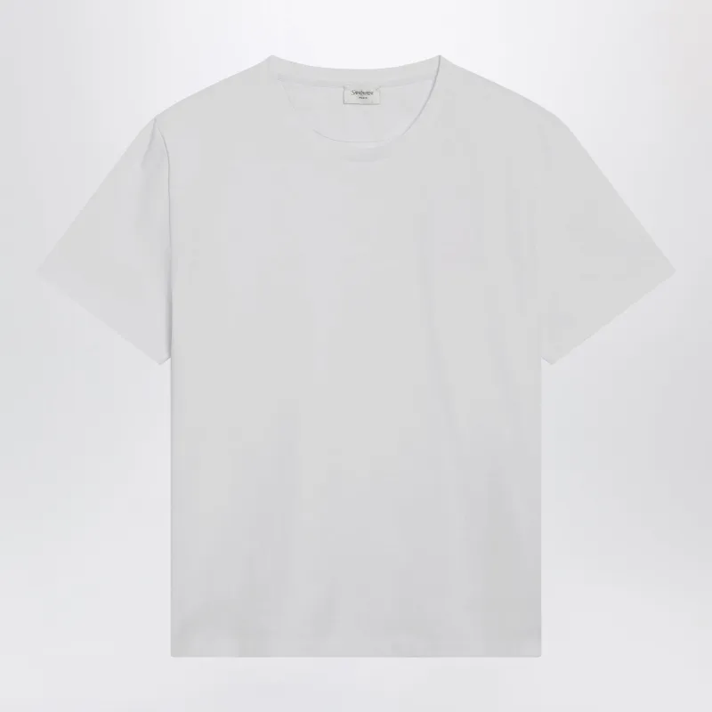 White Small Fit De Cotton T-Shirt made by Yves Saint Laurent