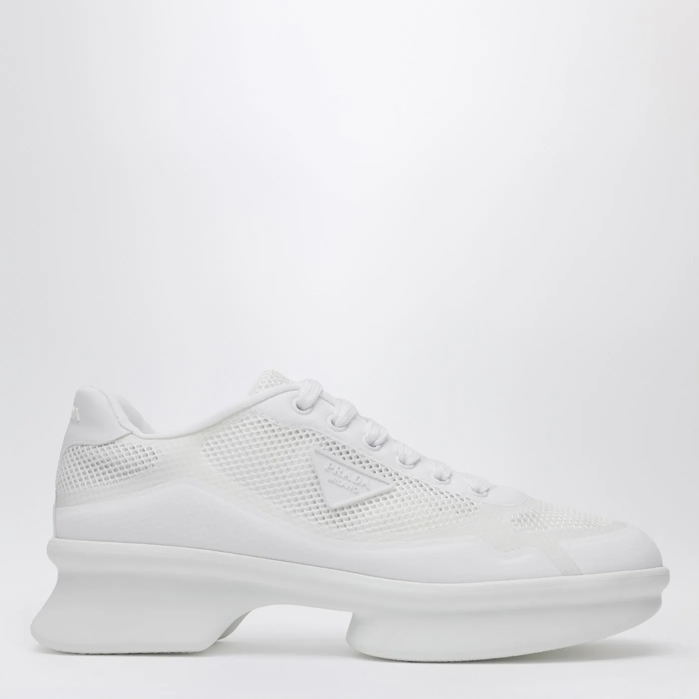 White Fabric And Mesh Low-Top Sneakers sold by Wanan Luxury