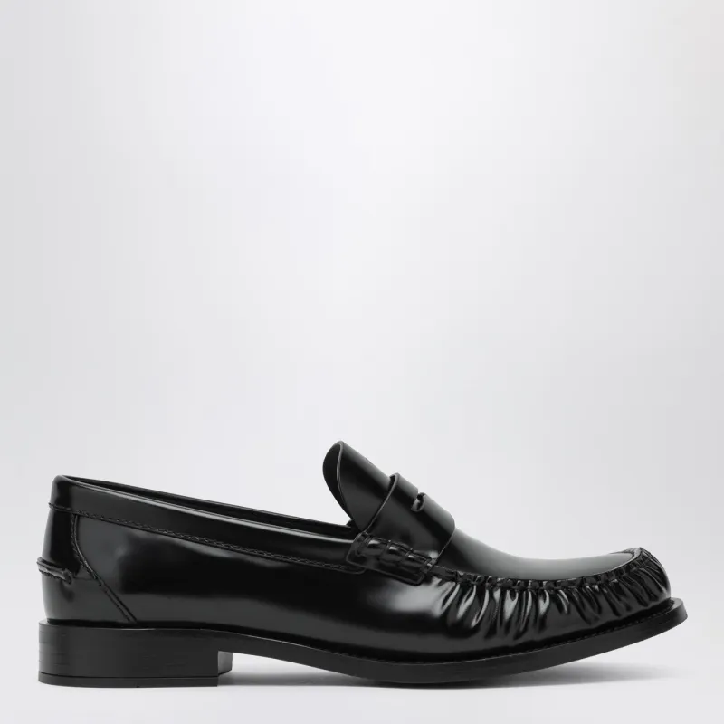 Black Polished Leather Loafers made by Prada