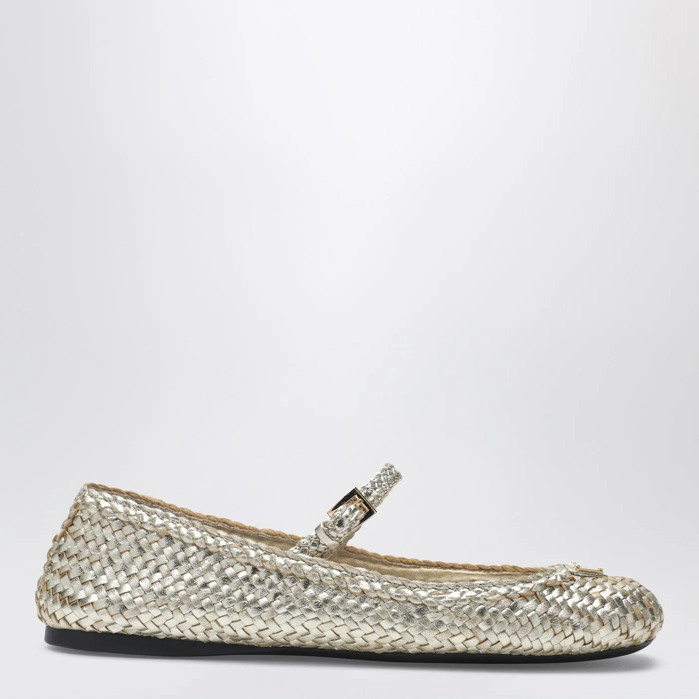 Gold Woven Leather Ballet Flats sold by Wanan Luxury