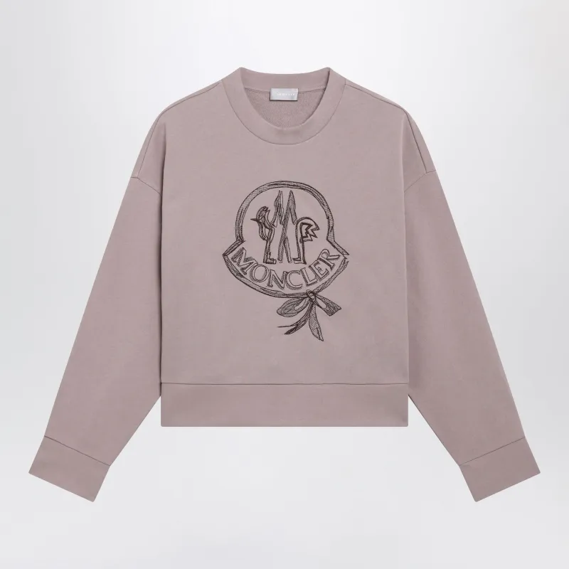 Pink Cotton Sweatshirt With Embroidered Logo made by Moncler