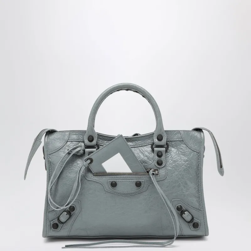 Small Le City Bag In Grey Blue Leather made by Balenciaga