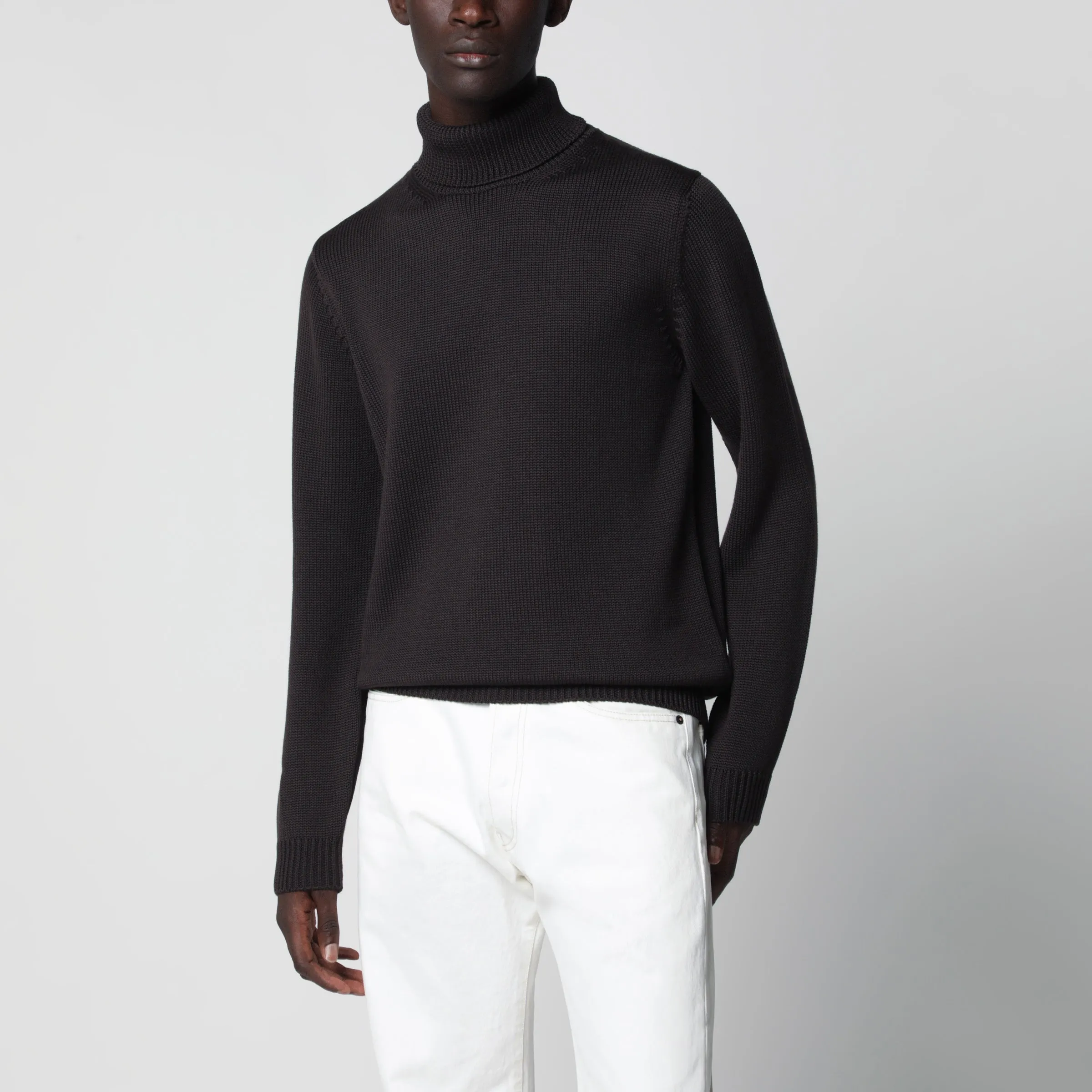 Brown Wool Turtleneck Sweater sold by Wanan Luxury