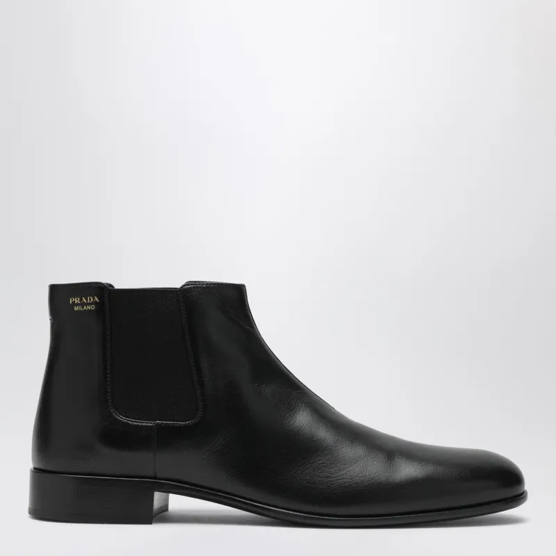 Black Leather Ankle Boots made by Prada