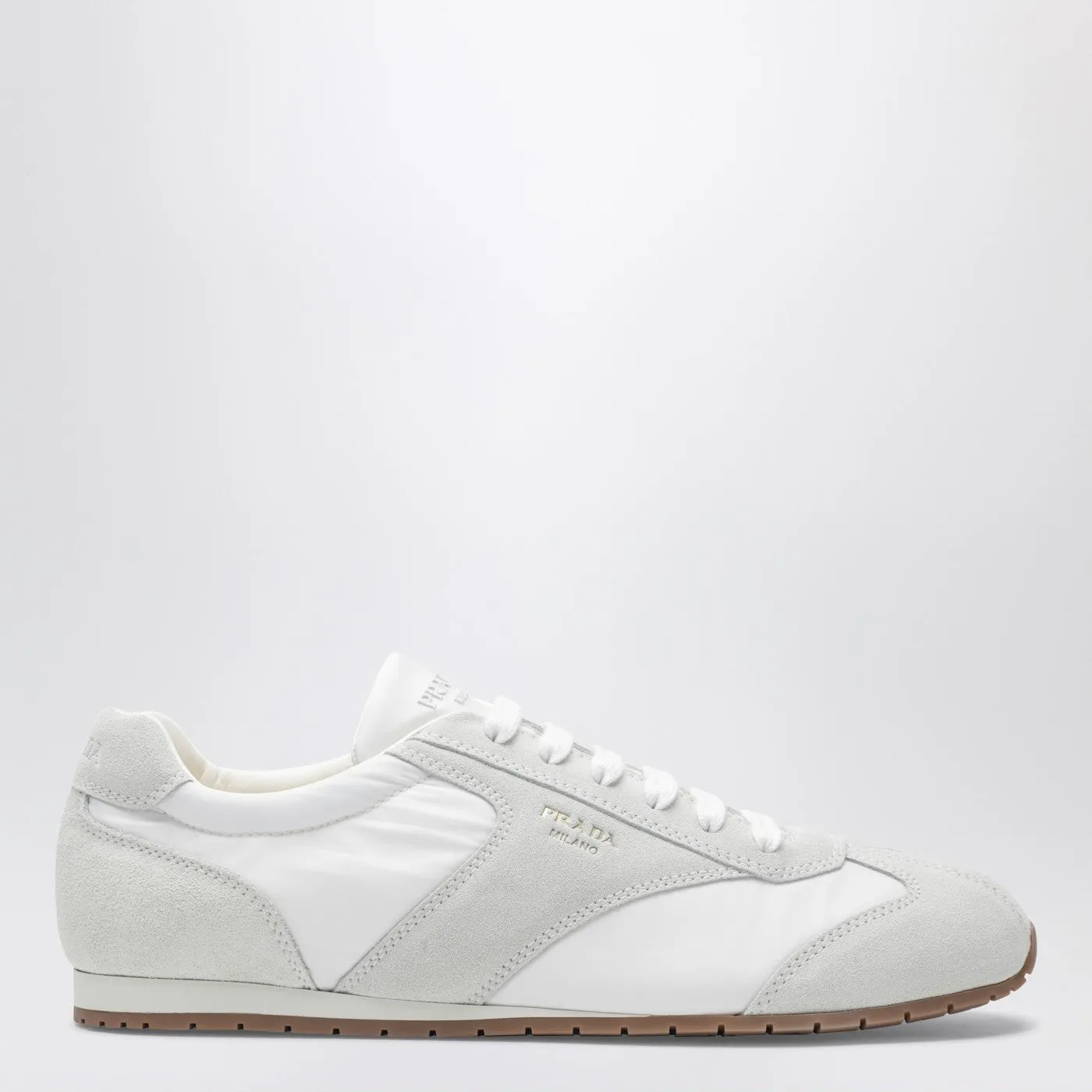 White Fabric And Suede Sneakers sold by Wanan Luxury