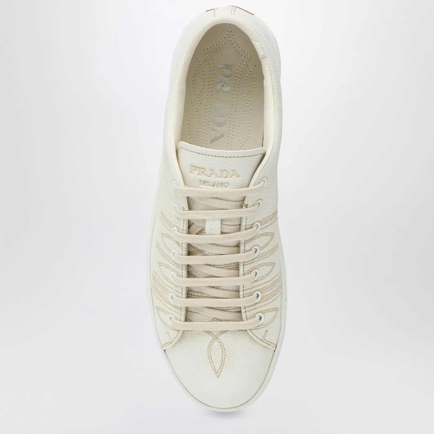 Talc-Coloured Leather Sneakers sold by Wanan Luxury product image thumbnail 3